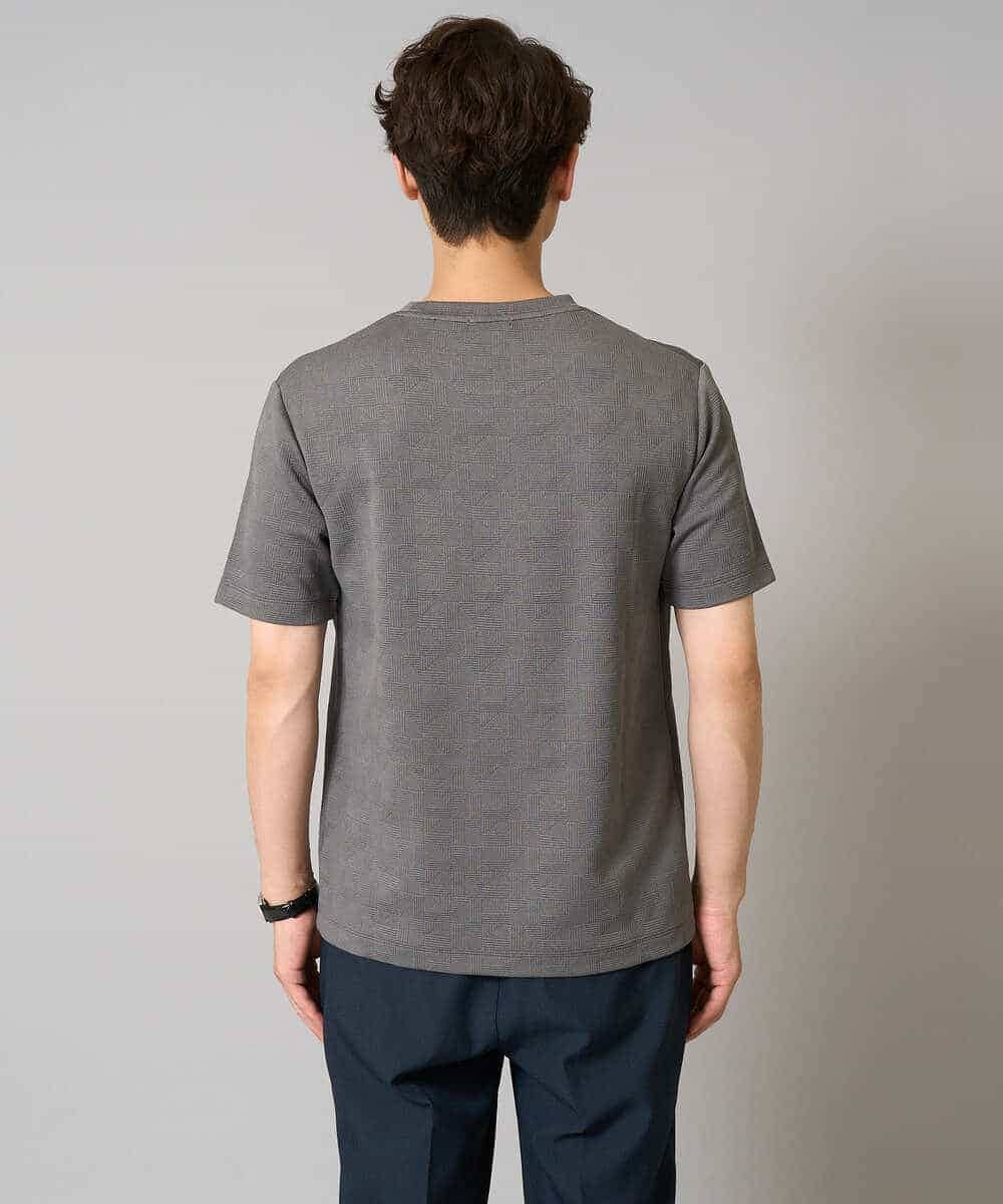KHKHA71044 a.v.v MEN(アー・ヴェ・ヴェ) 【接触冷感/イージーケア】キカジャカードクルーネックカットソー〈SMART SERIES〉 ブラック