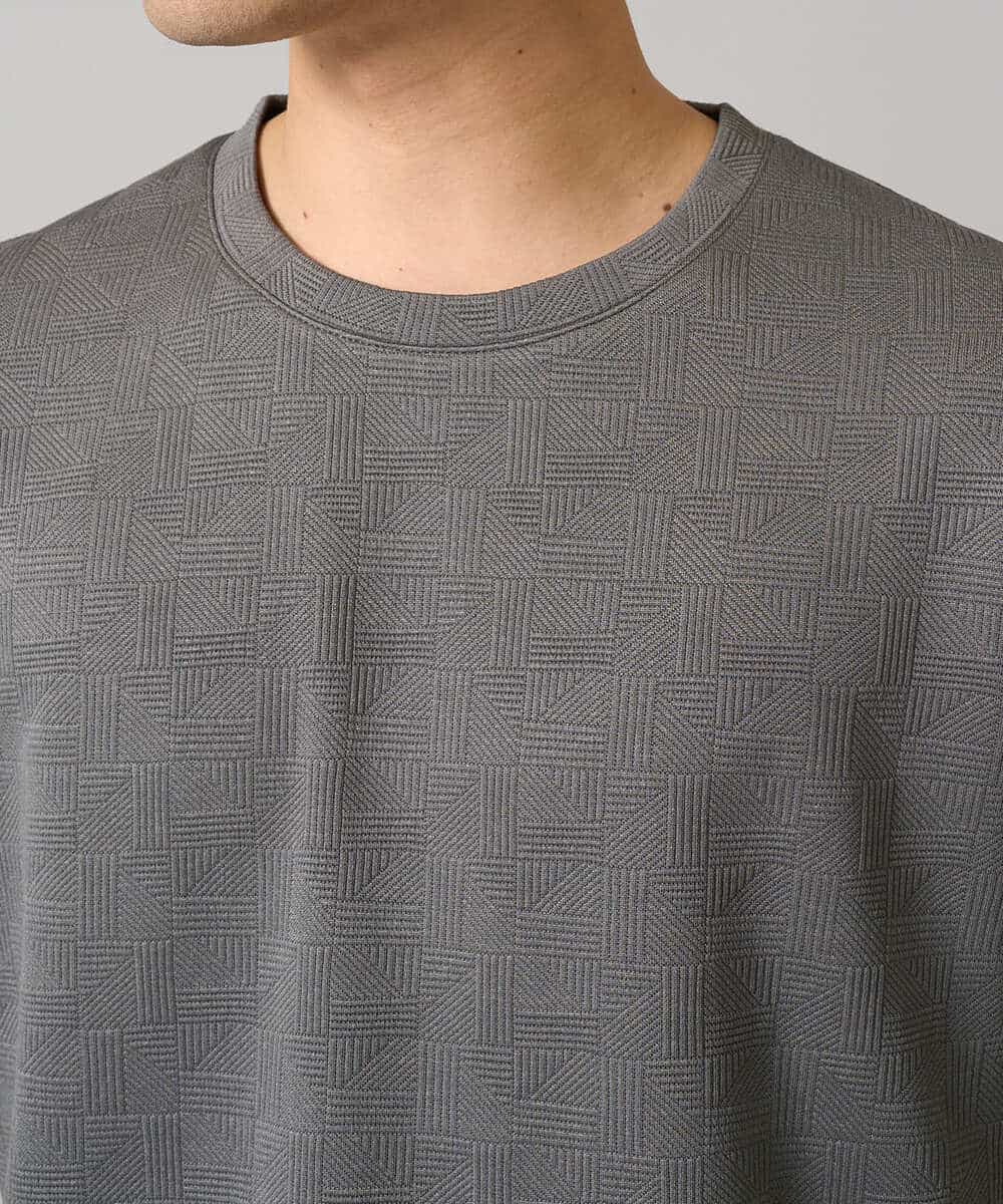 KHKHA71044 a.v.v MEN(アー・ヴェ・ヴェ) 【接触冷感/イージーケア】キカジャカードクルーネックカットソー〈SMART SERIES〉 ブラック