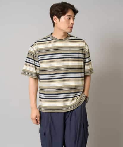 KHKHA74044 a.v.v MEN 【接触冷感/毛玉になりにくい】マルチボーダーワイドシルエットカットソー