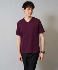 KHKHA77044 a.v.v MEN(アー・ヴェ・ヴェ) 【イージーケア/接触冷感/毛玉になりにくい】ストライプジャカードＶネックカットソー〈SMART SERIES〉ビジネス 通勤 ジャケット ライトグレー