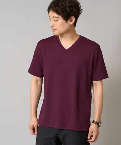 KHKHA77044 a.v.v MEN 【イージーケア/接触冷感/毛玉になりにくい】ストライプジャカードＶネックカットソー〈SMART SERIES〉