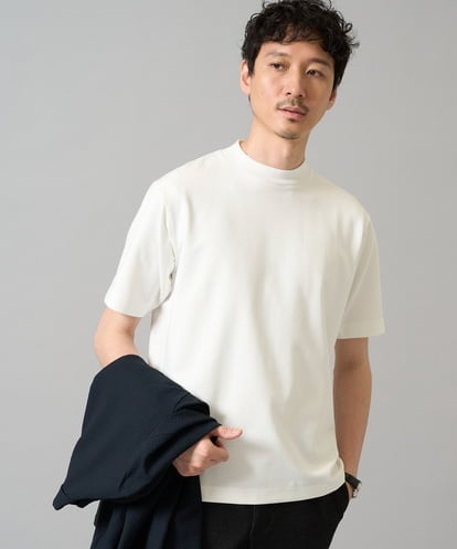 KHKHA78039 a.v.v MEN 【イージーケア】ポンチモックネックスマートＴシャツ【毛玉になりにくい/洗濯機で洗える】