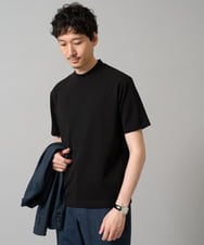 KHKHA78039 a.v.v MEN(アー・ヴェ・ヴェ) 【イージーケア】ポンチモックネックスマートＴシャツ【毛玉になりにくい/洗濯機で洗える】 ブラック