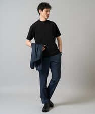 KHKHA78039 a.v.v MEN(アー・ヴェ・ヴェ) 【イージーケア】ポンチモックネックスマートＴシャツ【毛玉になりにくい/洗濯機で洗える】 ブラック