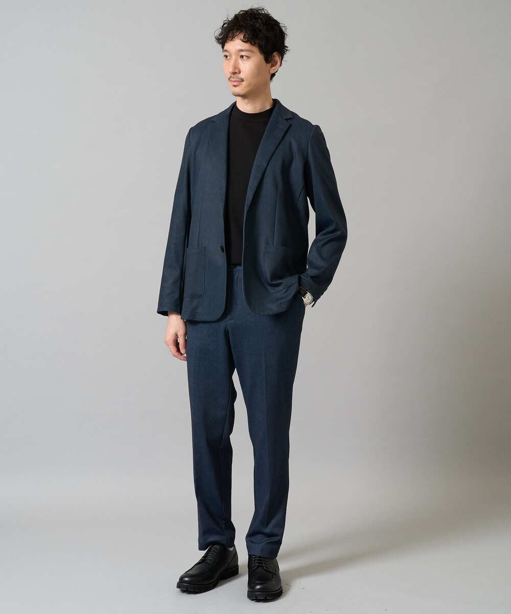 KHKHA78039 a.v.v MEN(アー・ヴェ・ヴェ) 【イージーケア】ポンチモックネックスマートＴシャツ【毛玉になりにくい/洗濯機で洗える】 ブラック