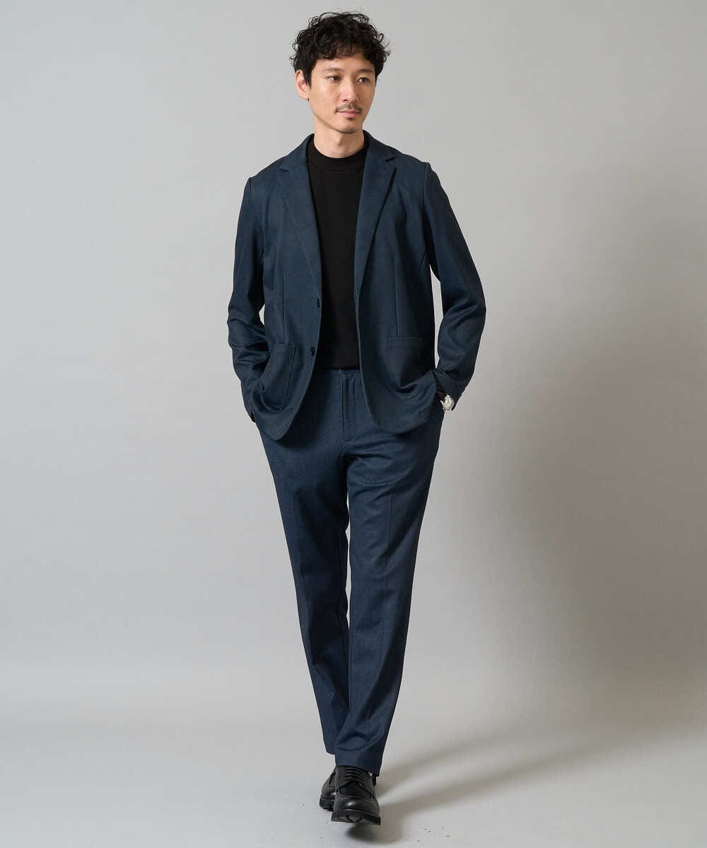 KHKHA78039 a.v.v MEN(アー・ヴェ・ヴェ) 【イージーケア】ポンチモックネックスマートＴシャツ【毛玉になりにくい/洗濯機で洗える】 ブラック