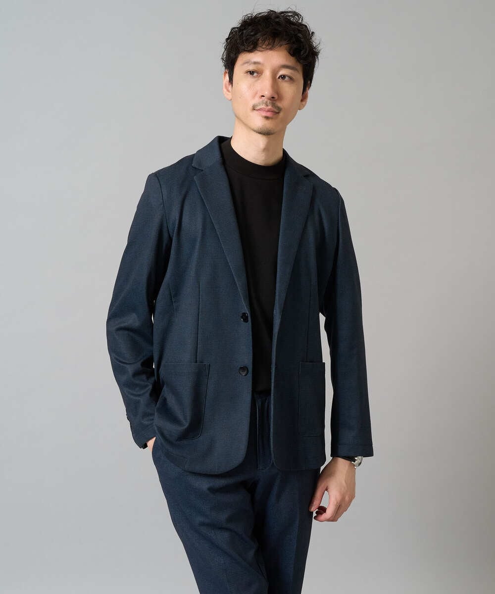 KHKHA78039 a.v.v MEN(アー・ヴェ・ヴェ) 【イージーケア】ポンチモックネックスマートＴシャツ【毛玉になりにくい/洗濯機で洗える】 ブラック