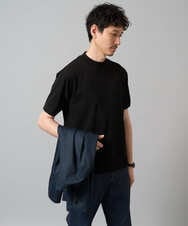 KHKHA78039 a.v.v MEN(アー・ヴェ・ヴェ) 【イージーケア】ポンチモックネックスマートＴシャツ【毛玉になりにくい/洗濯機で洗える】 ブラック