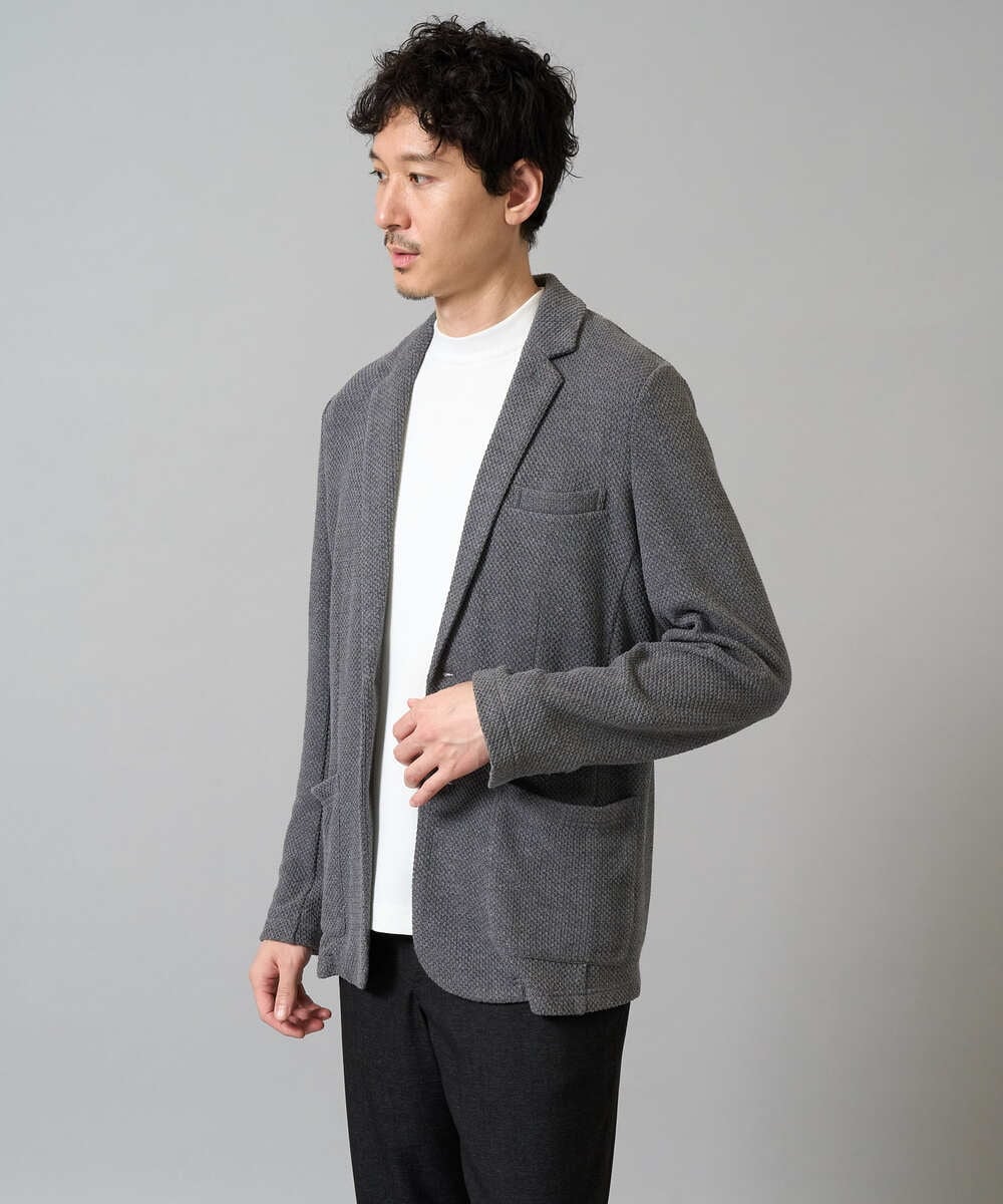 KHKHA78039 a.v.v MEN(アー・ヴェ・ヴェ) 【イージーケア】ポンチモックネックスマートＴシャツ【毛玉になりにくい/洗濯機で洗える】 ブラック