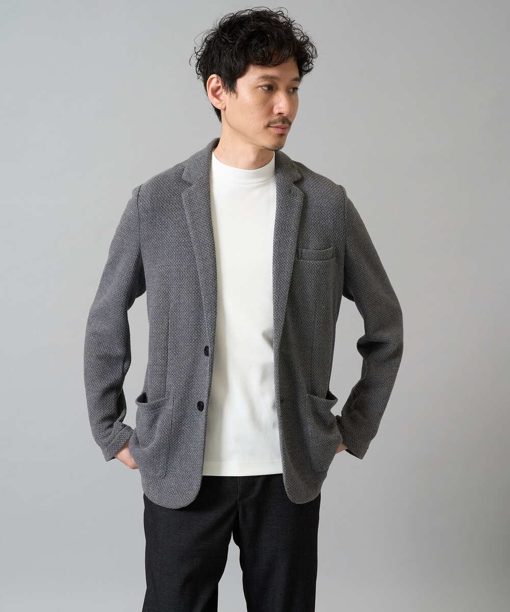 KHKHA78039 a.v.v MEN(アー・ヴェ・ヴェ) 【イージーケア】ポンチモックネックスマートＴシャツ【毛玉になりにくい/洗濯機で洗える】 ブラック