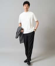 KHKHA78039 a.v.v MEN(アー・ヴェ・ヴェ) 【イージーケア】ポンチモックネックスマートＴシャツ【毛玉になりにくい/洗濯機で洗える】 ブラック