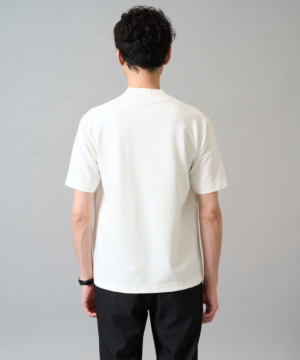 KHKHA78039 a.v.v MEN(アー・ヴェ・ヴェ) 【イージーケア】ポンチモックネックスマートＴシャツ【毛玉になりにくい/洗濯機で洗える】 ブラック