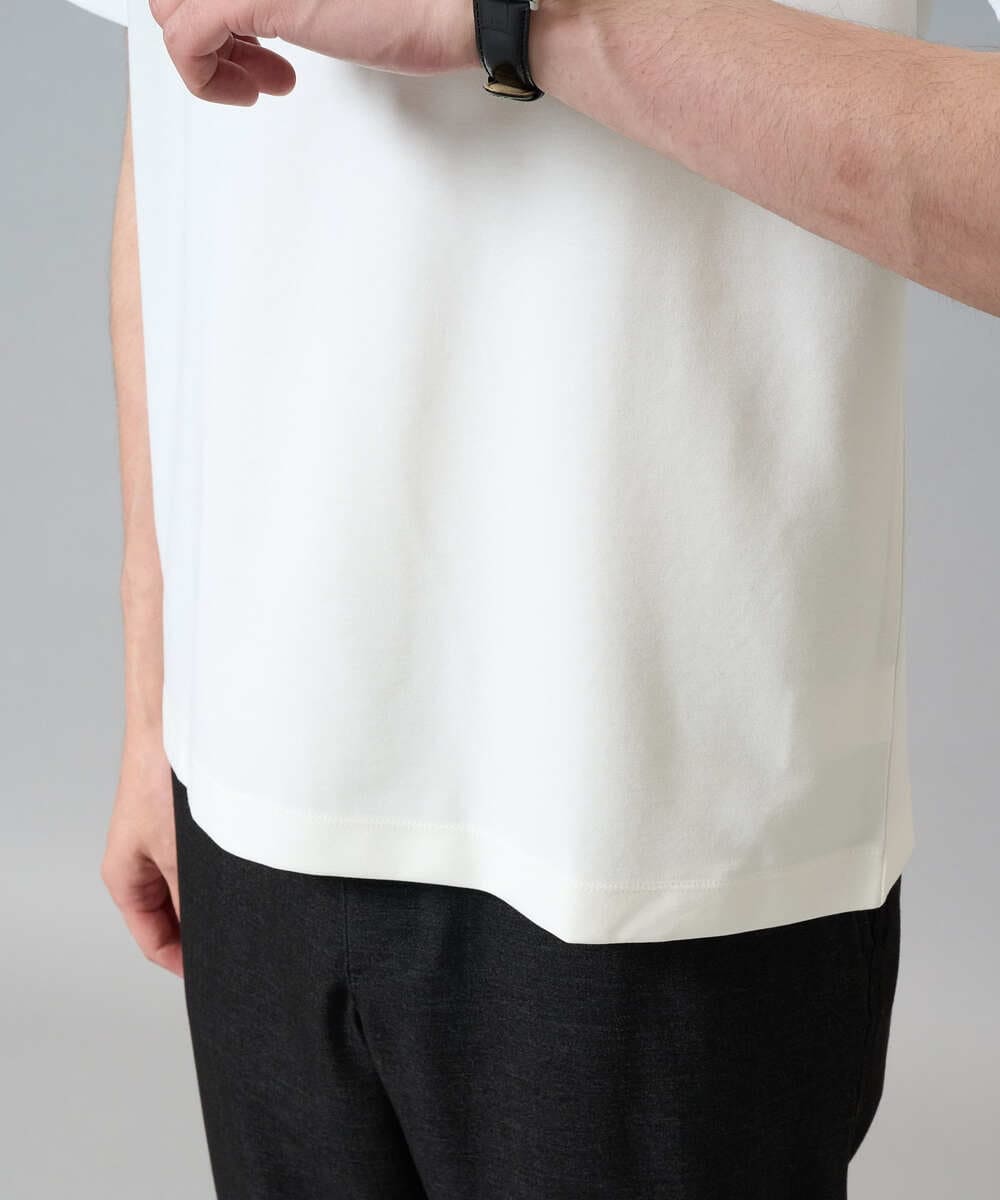 KHKHA78039 a.v.v MEN(アー・ヴェ・ヴェ) 【イージーケア】ポンチモックネックスマートＴシャツ【毛玉になりにくい/洗濯機で洗える】 ブラック