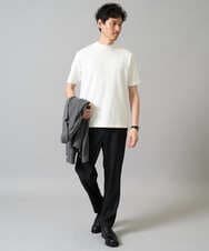 KHKHA78039 a.v.v MEN(アー・ヴェ・ヴェ) 【イージーケア】ポンチモックネックスマートＴシャツ【毛玉になりにくい/洗濯機で洗える】 ブラック