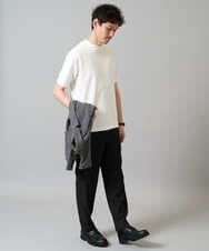 KHKHA78039 a.v.v MEN(アー・ヴェ・ヴェ) 【イージーケア】ポンチモックネックスマートＴシャツ【毛玉になりにくい/洗濯機で洗える】 ブラック