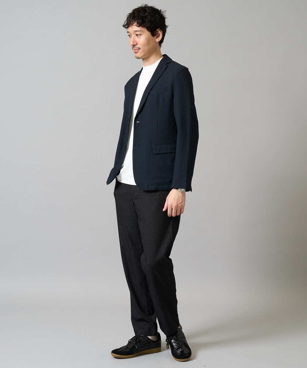 KHKHA78039 a.v.v MEN(アー・ヴェ・ヴェ) 【イージーケア】ポンチモックネックスマートＴシャツ【毛玉になりにくい/洗濯機で洗える】 ブラック