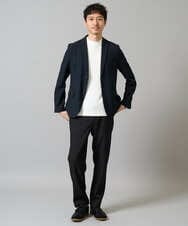 KHKHA78039 a.v.v MEN(アー・ヴェ・ヴェ) 【イージーケア】ポンチモックネックスマートＴシャツ【毛玉になりにくい/洗濯機で洗える】 ブラック