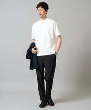 KHKHA78039 a.v.v MEN(アー・ヴェ・ヴェ) 【イージーケア】ポンチモックネックスマートＴシャツ【毛玉になりにくい/洗濯機で洗える】 ブラック