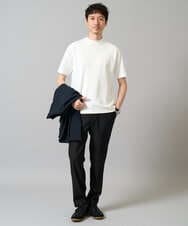 KHKHA78039 a.v.v MEN(アー・ヴェ・ヴェ) 【イージーケア】ポンチモックネックスマートＴシャツ【毛玉になりにくい/洗濯機で洗える】 ブラック