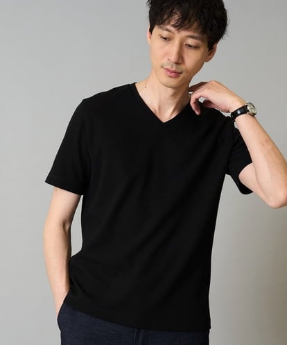 KHKHA87039 a.v.v MEN 【接触冷感/イージーケア/毛玉になりにくい】ライトアゼＶネックカットソー〈SMART SERIES〉
