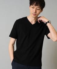 KHKHA87039 a.v.v MEN(アー・ヴェ・ヴェ) 【接触冷感/イージーケア/毛玉になりにくい】ライトアゼＶネックカットソー〈SMART SERIES〉 ブラック