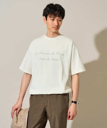 KHKHD25049 a.v.v MEN 【接触冷感/イージーケア/洗濯機で洗える/毛玉になりにくい】ドローコードツキロゴプリントカットソー