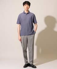 KHKHD46059 a.v.v MEN(アー・ヴェ・ヴェ) ＼シンプルすぎない大人の表情／ハニカムウラボーダーポロシャツ【接触冷感/洗濯機で洗える/イージーケア/ストレッチ】 ブラック