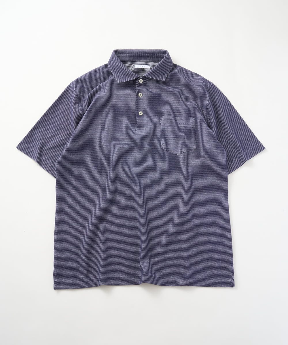 KHKHD46059 a.v.v MEN(アー・ヴェ・ヴェ) ＼シンプルすぎない大人の表情／ハニカムウラボーダーポロシャツ【接触冷感/洗濯機で洗える/イージーケア/ストレッチ】 ブラック