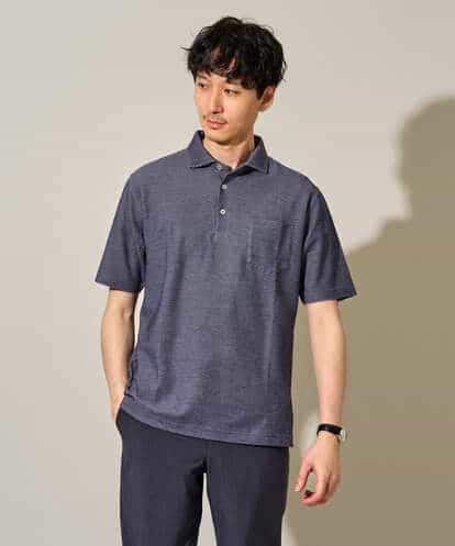 KHKHD46059 a.v.v MEN 【接触冷感/洗濯機で洗える/イージーケア/ストレッチ】ハニカムウラボーダーカッタウェイポロシャツ