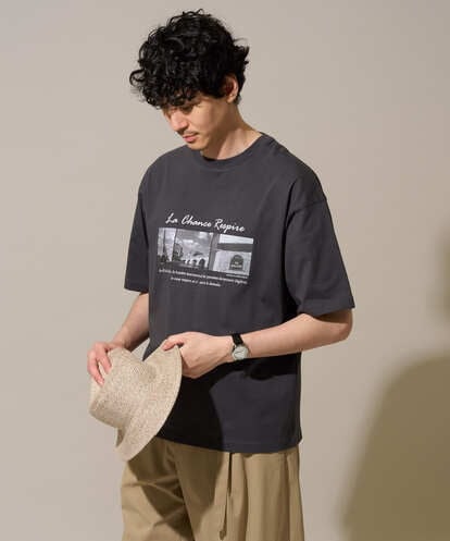 KHKHD62049 a.v.v MEN 【接触冷感/洗濯機で洗える/イージーケア/毛玉になりにくい】フォトプリントワイドシルエットカットソー