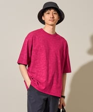 KHKHD80059 a.v.v MEN(アー・ヴェ・ヴェ) 【接触冷感/イージーケア/洗濯機で洗える/毛玉になりにくい】ワンサイズムラゾメフウプリントカットソー ピンク