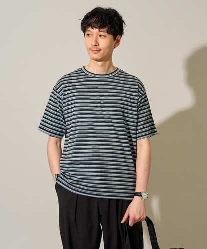 KHKHD81059 a.v.v MEN 【接触冷感/イージーケア/洗濯機で洗える/毛玉になりにくい】ワンサイズマルチボーダーカットソー