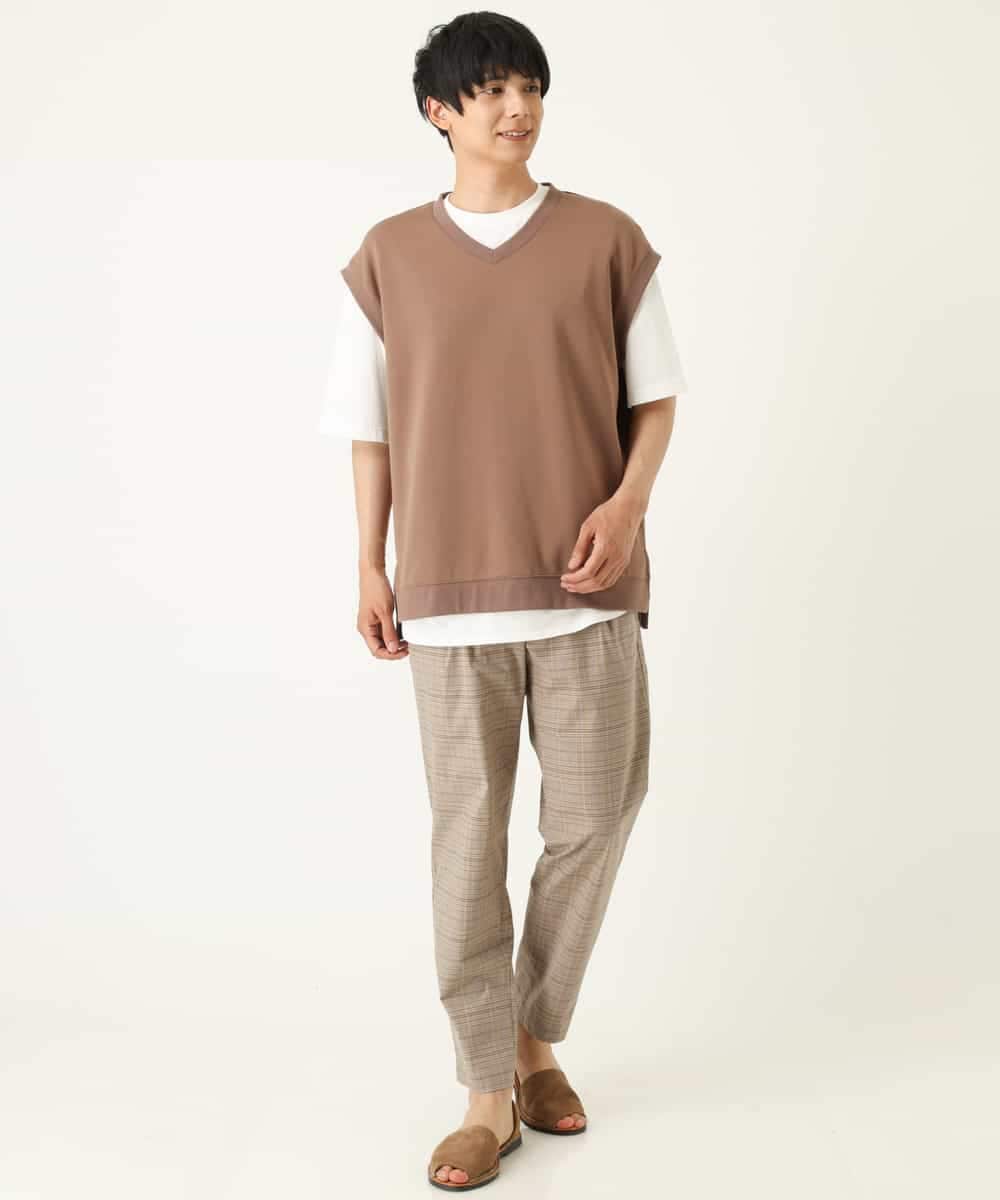 KHKHP34054 a.v.v MEN(アー・ヴェ・ヴェ) 【2SET/S-XXL】ライトダンボールベストレイヤードカットソー グリーン