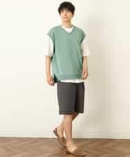 KHKHP34054 a.v.v MEN(アー・ヴェ・ヴェ) 【2SET/S-XXL】ライトダンボールベストレイヤードカットソー グリーン