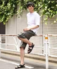 KHKHP40029 a.v.v MEN(アー・ヴェ・ヴェ) 【S-XXL/多機能】シルケットスムースワイドシルエットカットソー グリーン