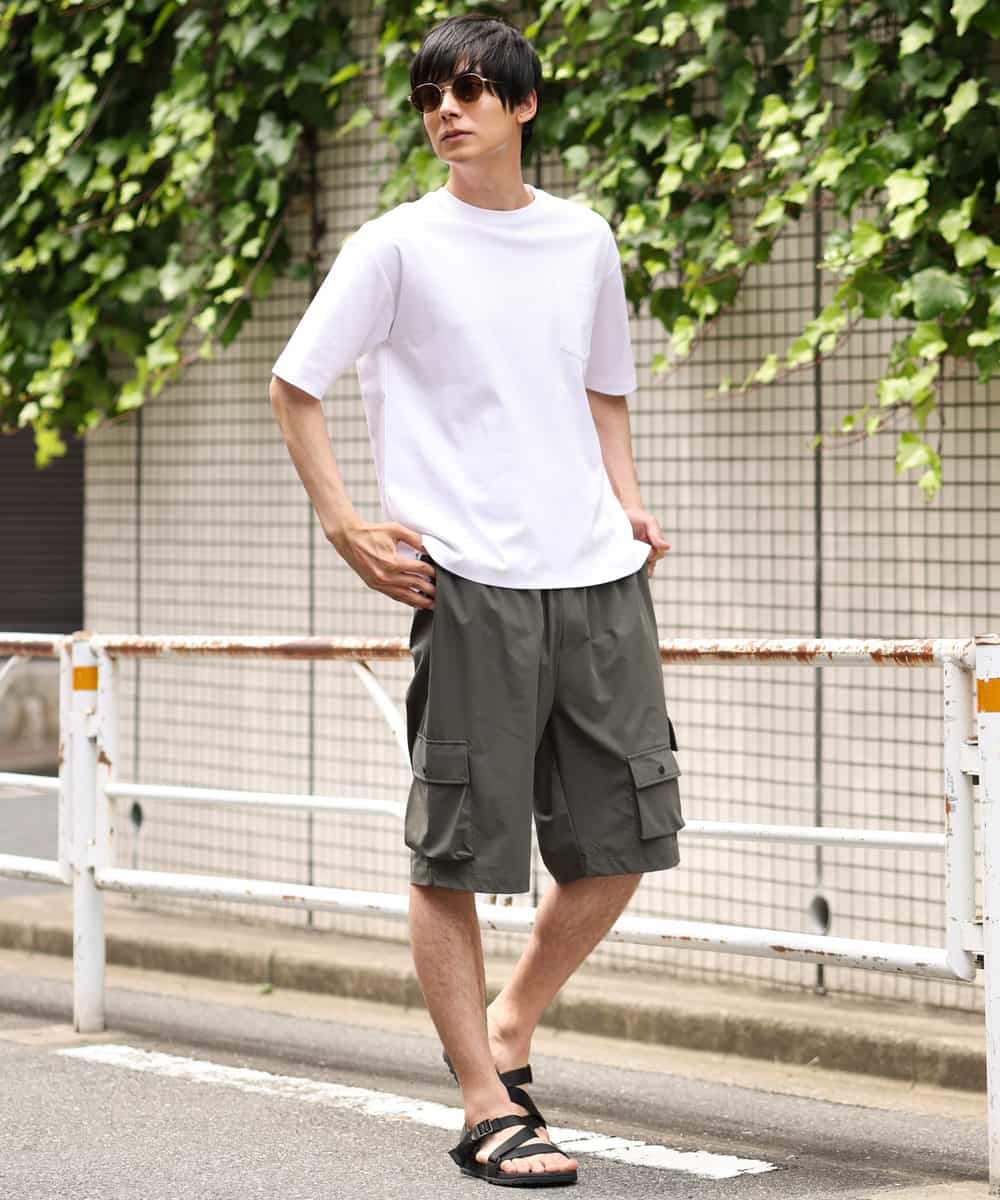 KHKHP40029 a.v.v MEN(アー・ヴェ・ヴェ) 【S-XXL/多機能】シルケットスムースワイドシルエットカットソー グリーン