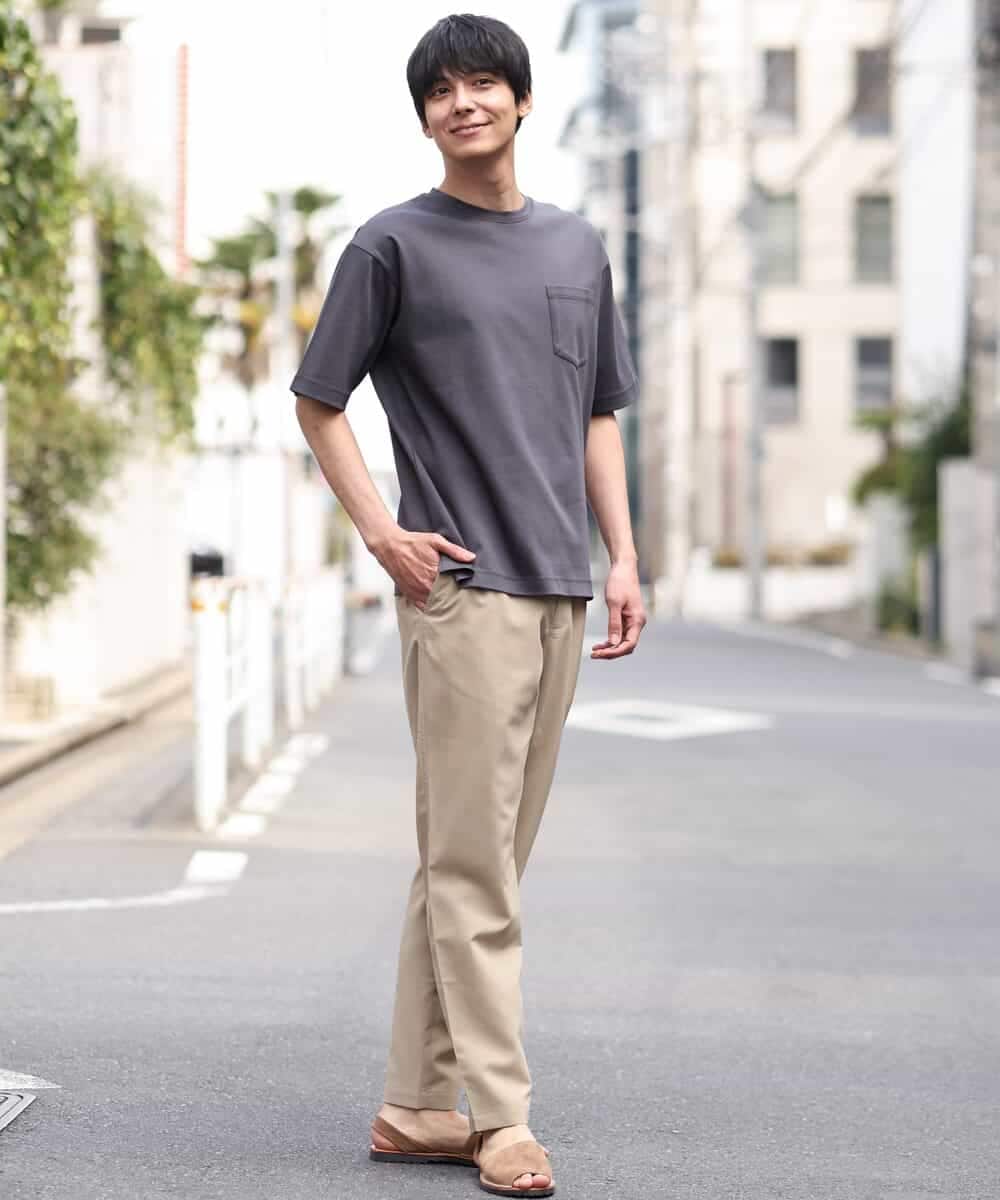 KHKHP40029 a.v.v MEN(アー・ヴェ・ヴェ) 【S-XXL/多機能】シルケットスムースワイドシルエットカットソー グリーン