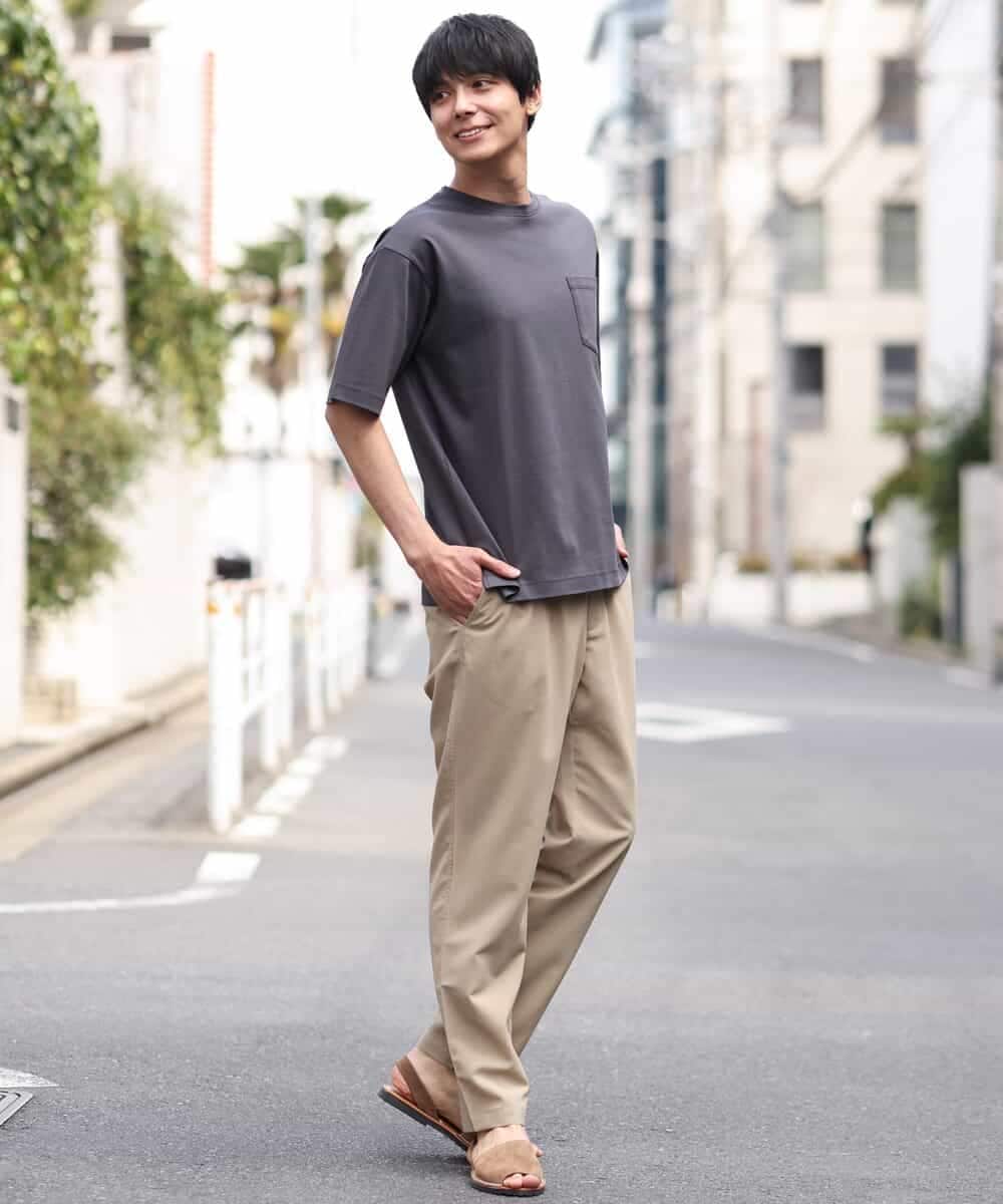 KHKHP40029 a.v.v MEN(アー・ヴェ・ヴェ) 【S-XXL/多機能】シルケットスムースワイドシルエットカットソー グリーン