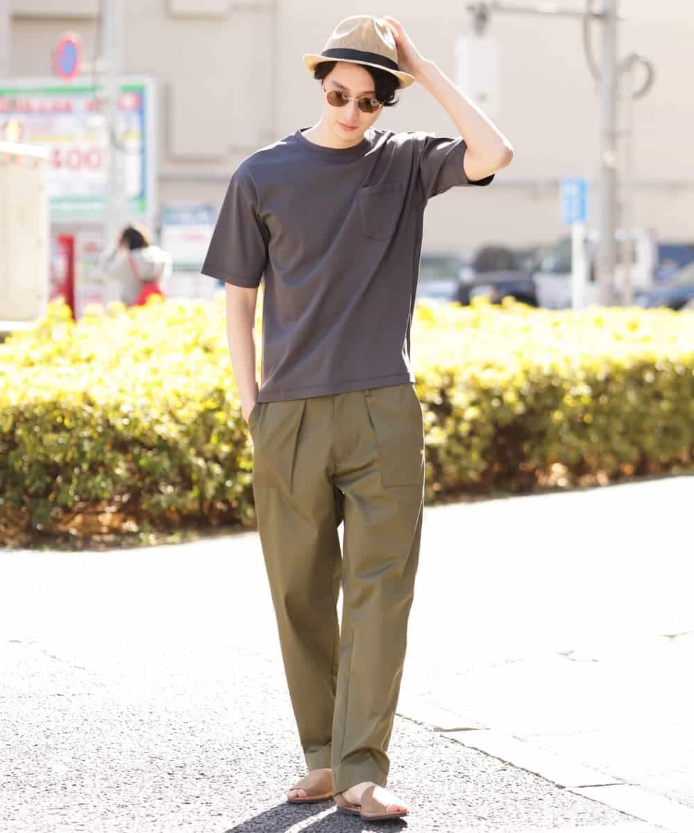 KHKHP40029 a.v.v MEN(アー・ヴェ・ヴェ) 【S-XXL/多機能】シルケットスムースワイドシルエットカットソー グリーン
