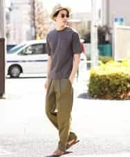 KHKHP40029 a.v.v MEN(アー・ヴェ・ヴェ) 【S-XXL/多機能】シルケットスムースワイドシルエットカットソー グリーン