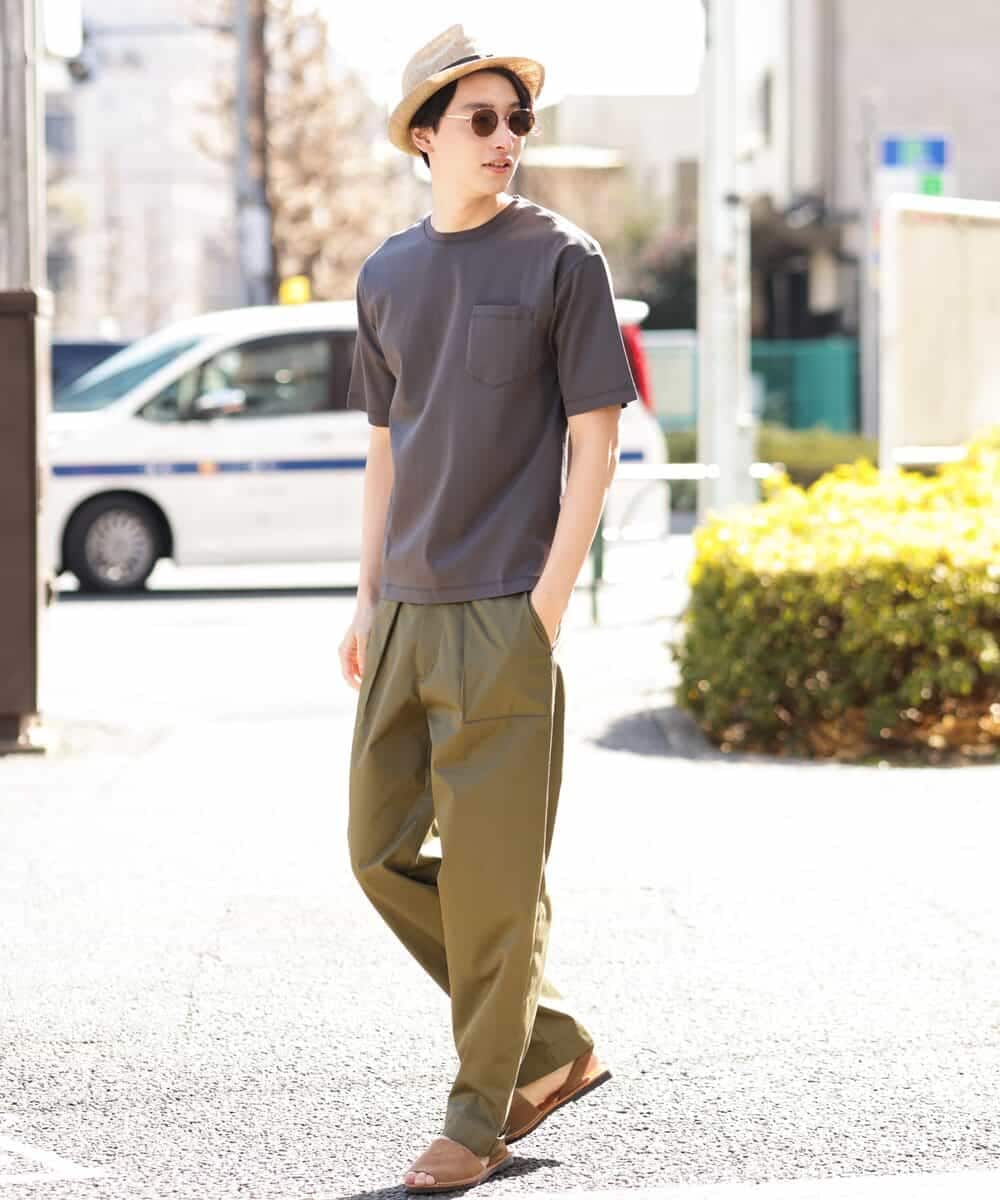 KHKHP40029 a.v.v MEN(アー・ヴェ・ヴェ) 【S-XXL/多機能】シルケットスムースワイドシルエットカットソー グリーン