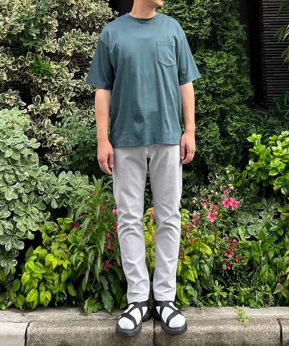 KHKHP40029 a.v.v MEN(アー・ヴェ・ヴェ) 【S-XXL/多機能】シルケットスムースワイドシルエットカットソー グリーン
