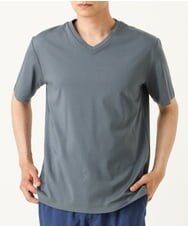 KHKHP41029 a.v.v MEN(アー・ヴェ・ヴェ) 【S-XXL/多機能】シルケットスムースVネックカットソー ブルーグレー