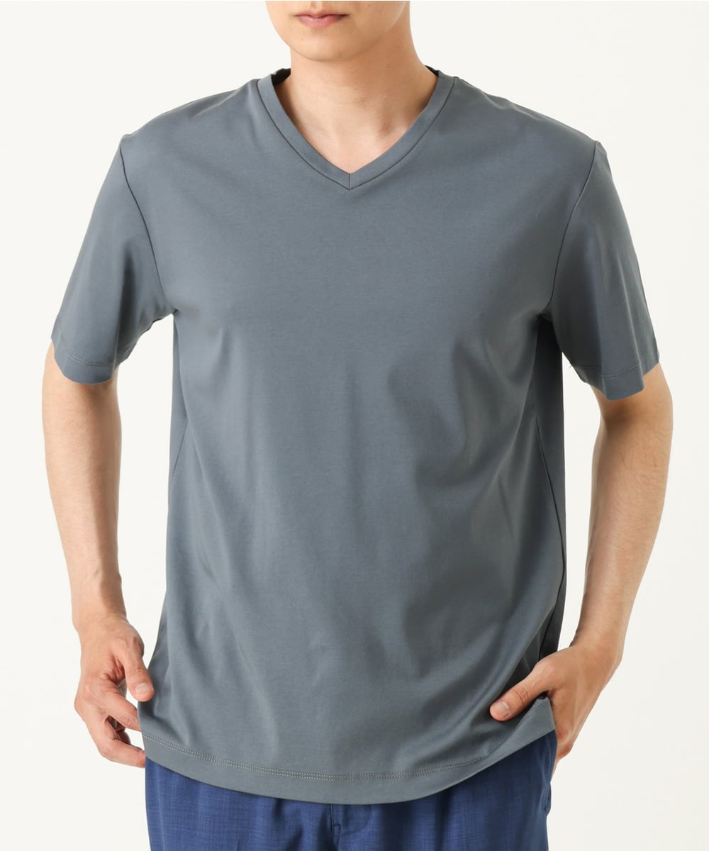 George カシュクール　トップス　半袖　Tシャツ　ブルー　LL　ゆったり