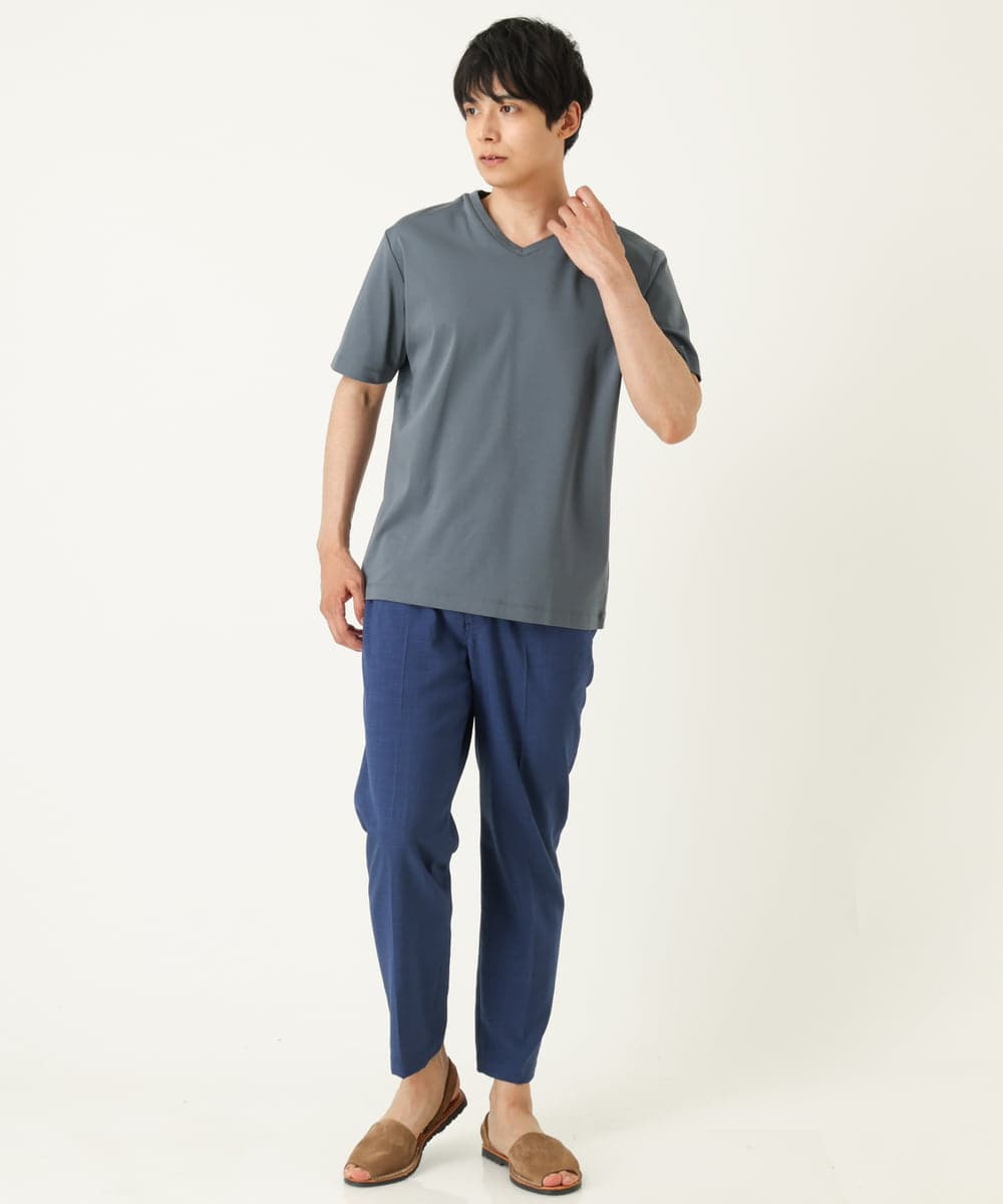 KHKHP41029 a.v.v MEN(アー・ヴェ・ヴェ) 【S-XXL/多機能】シルケットスムースVネックカットソー ライトグレー