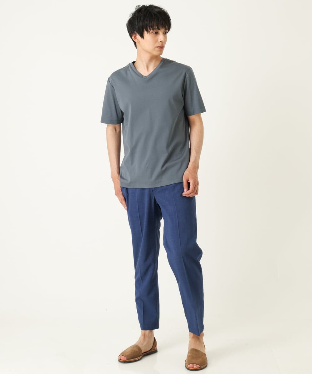 KHKHP41029 a.v.v MEN(アー・ヴェ・ヴェ) 【S-XXL/多機能】シルケットスムースVネックカットソー ライトグレー