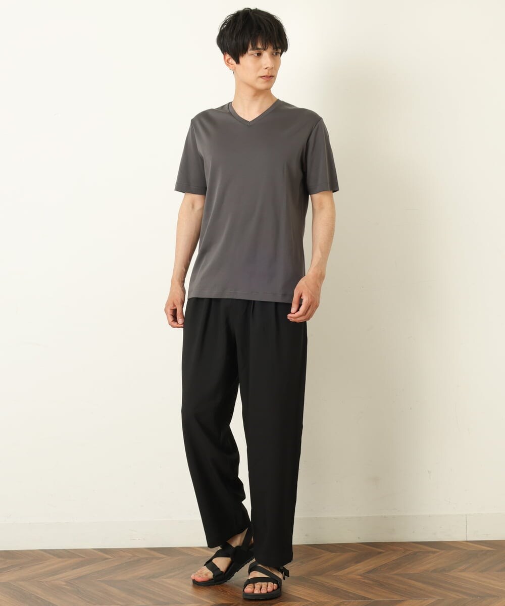 KHKHP41029 a.v.v MEN(アー・ヴェ・ヴェ) 【S-XXL/多機能】シルケットスムースVネックカットソー ライトグレー