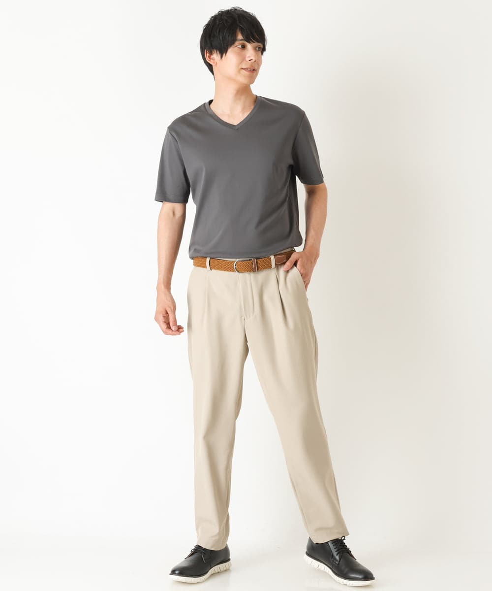 KHKHP41029 a.v.v MEN(アー・ヴェ・ヴェ) 【S-XXL/多機能】シルケットスムースVネックカットソー ライトグレー