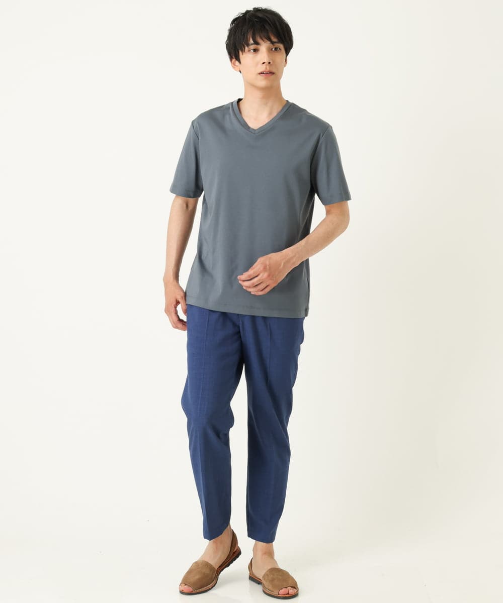 KHKHP41029 a.v.v MEN(アー・ヴェ・ヴェ) 【S-XXL/多機能】シルケットスムースVネックカットソー ライトグレー