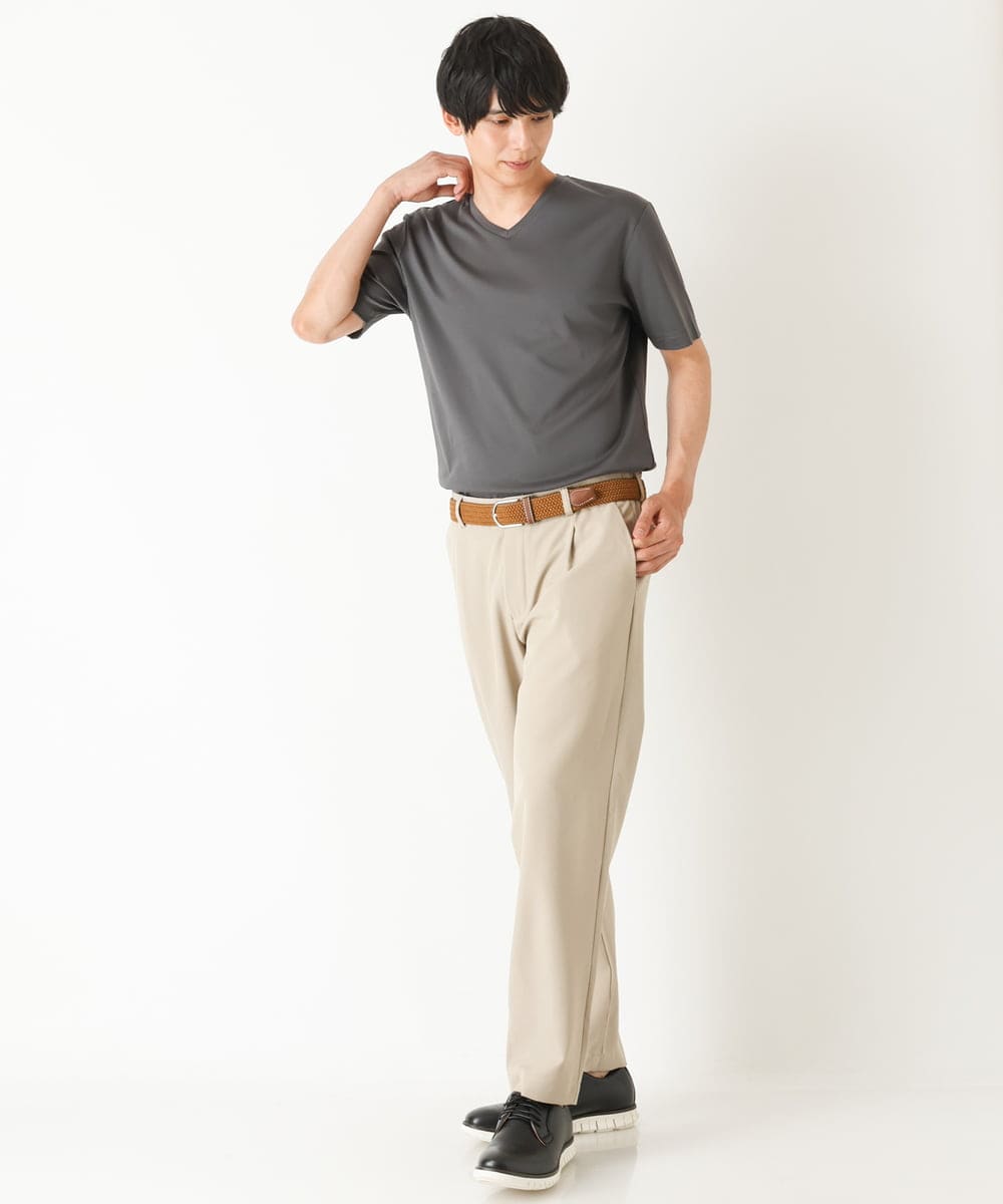 KHKHP41029 a.v.v MEN(アー・ヴェ・ヴェ) 【S-XXL/多機能】シルケットスムースVネックカットソー ライトグレー